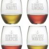 Games & Giftables Susquehanna Glass | Susquehanna Glass Set Of 4 Down The Hatch Stemless Wine Glasses Home Bar Carts & Accessories