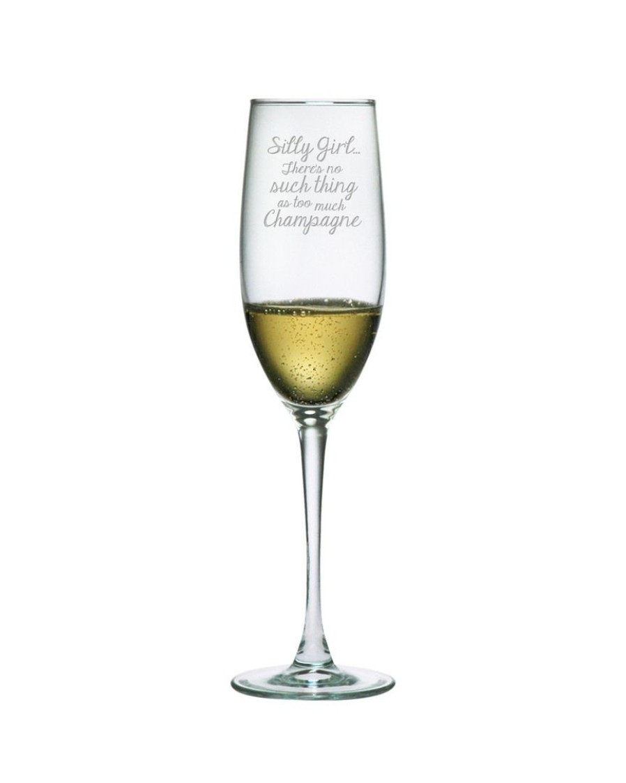 Drinkware Susquehanna Glass | Susquehanna Glass Set Of Two 8Oz Silly Girl Champagne Flutes Home Drinkware