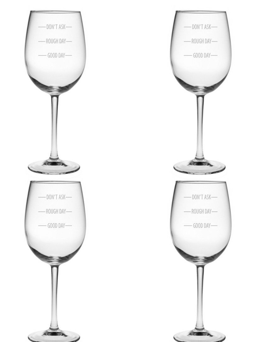 Drinkware Susquehanna Glass | Susquehanna Glass Don'T Ask Wine Set Of Four 19Oz Stem Glasses Home Drinkware