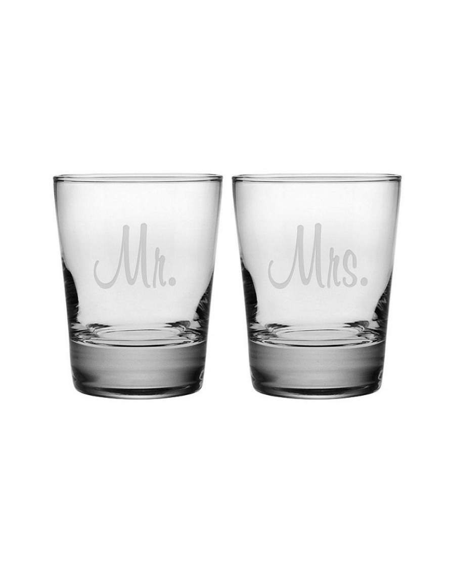 Drinkware Susquehanna Glass | Susquehanna Glass Mr. & Mrs. Set Of Two 13.25Oz Double Old Fashioned Glasses Home Drinkware