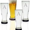 Drinkware Susquehanna Glass | Susquehanna Glass Monogrammed Set Of Four Beer Pilsners, (A-Z) Home Drinkware