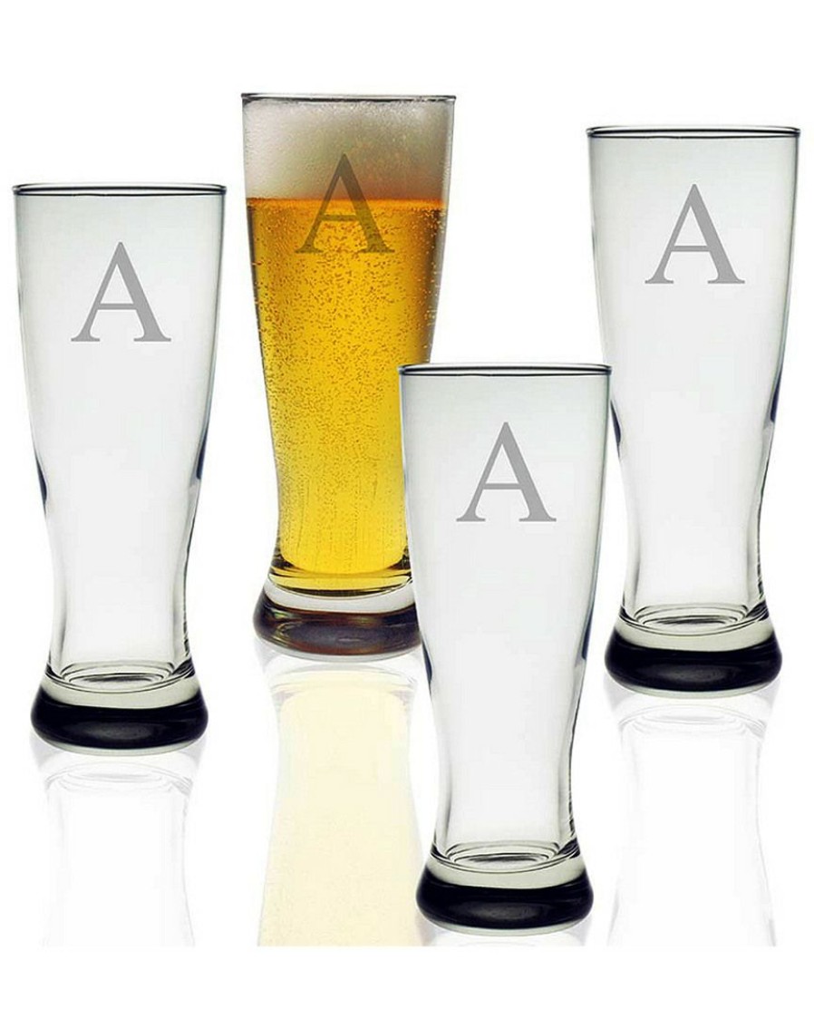 Drinkware Susquehanna Glass | Susquehanna Glass Monogrammed Set Of Four Beer Pilsners, (A-Z) Home Drinkware