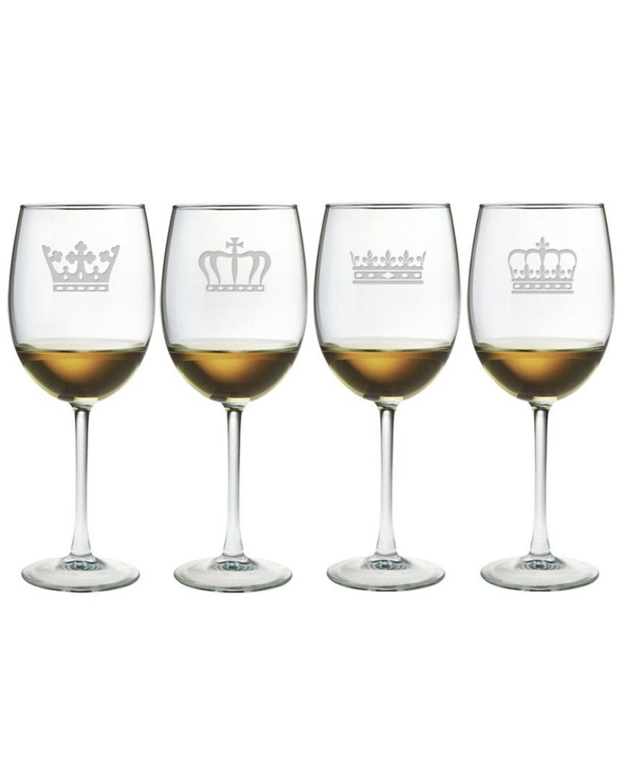 Drinkware Susquehanna Glass | Susquehanna Glass Crowns Set Of 4 Wine Glasses Home Drinkware