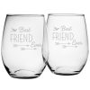 Games & Giftables Susquehanna Glass | Susquehanna Glass Set Of 2 Best Friend Ever Stemless Wine Glasses Home Bar Carts & Accessories