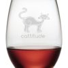 Pet Supplies Susquehanna Glass | Susquehanna Glass Cattitude Set Of Four 21Oz Stemless Wine Glasses Home Pet Supplies