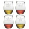 Games & Giftables Susquehanna Glass | Susquehanna Glass "Its In The Small Print" Set Of 4 Stemless Glasses Home Bar Carts & Accessories