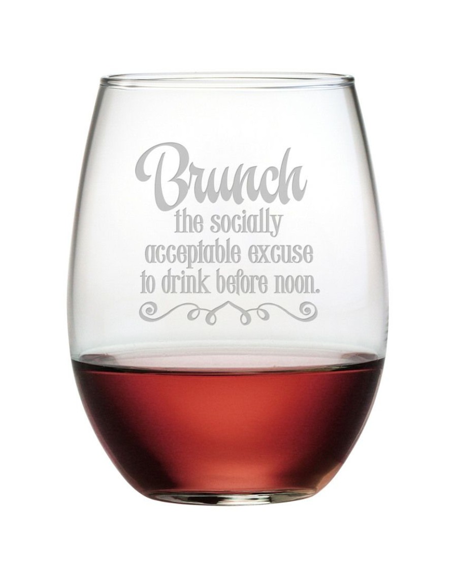 Games & Giftables Susquehanna Glass | Susquehanna Glass Set Of Four 21Oz Brunch Socially Acceptable Stemless Glasses Home Bar Carts & Accessories