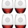 Games & Giftables Susquehanna Glass | Susquehanna Glass Compass Set Of 4 Stemless Glasses Home Bar Carts & Accessories