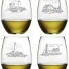 Games & Giftables Susquehanna Glass | Susquehanna Glass Set Of 4 New England Lighthouse Collection Stemless Wine Glasses Home Bar Carts & Accessories