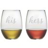 Games & Giftables Susquehanna Glass | Susquehanna Glass Set Of Two 21Oz His & Hers Stemless Glasses Home Bar Carts & Accessories