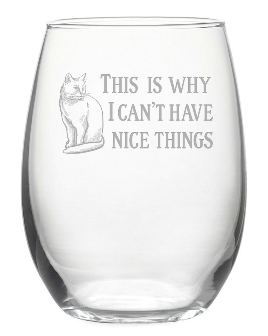 Pet Supplies Susquehanna Glass | Susquehanna Glass Set Of 4 Nice Things Cat Stemless Wine Tumblers Home Pet Supplies