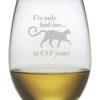 Pet Supplies Susquehanna Glass | Susquehanna Glass Cat Years Set Of Four 21Oz Stemless Wine Glasses Home Pet Supplies