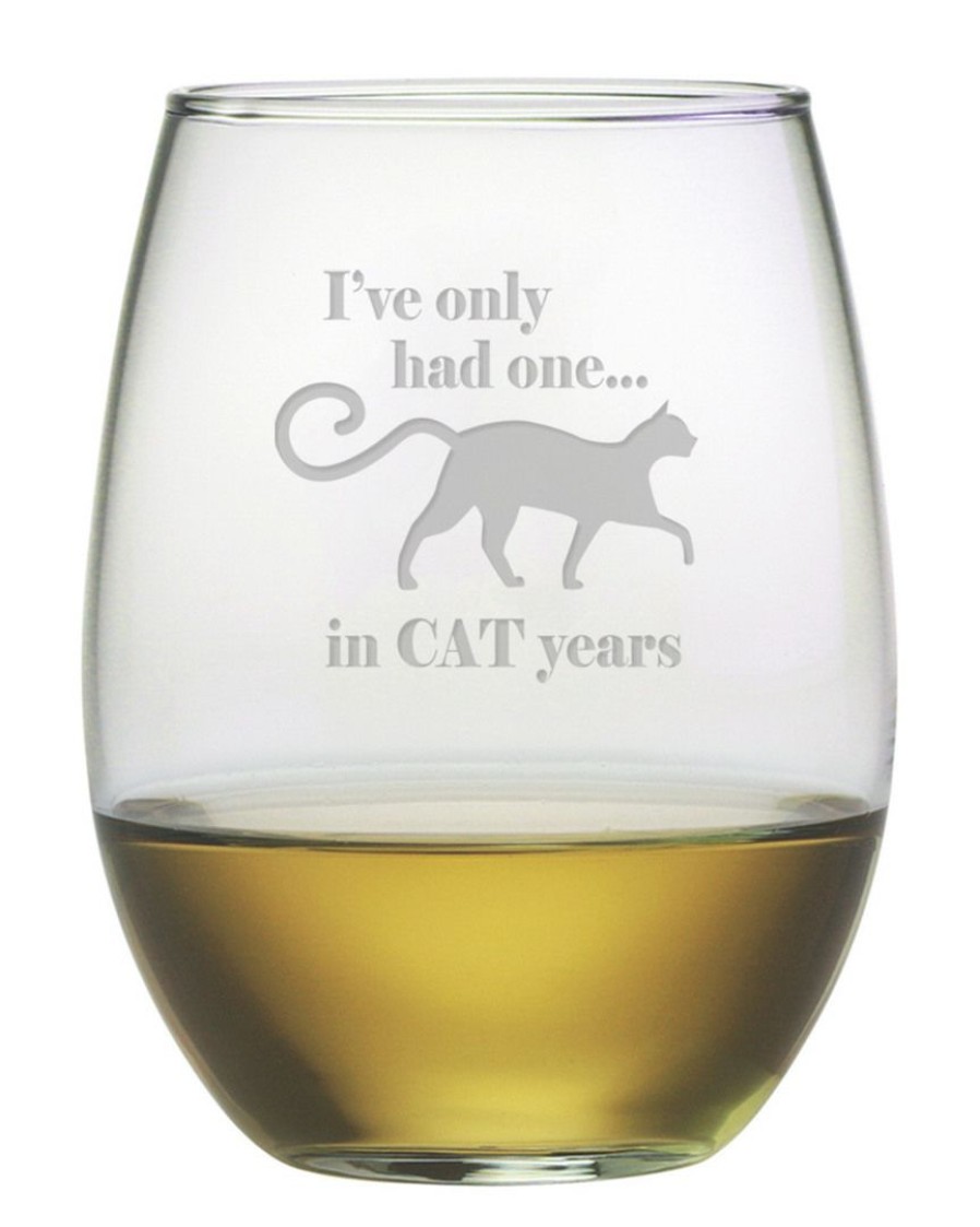 Pet Supplies Susquehanna Glass | Susquehanna Glass Cat Years Set Of Four 21Oz Stemless Wine Glasses Home Pet Supplies