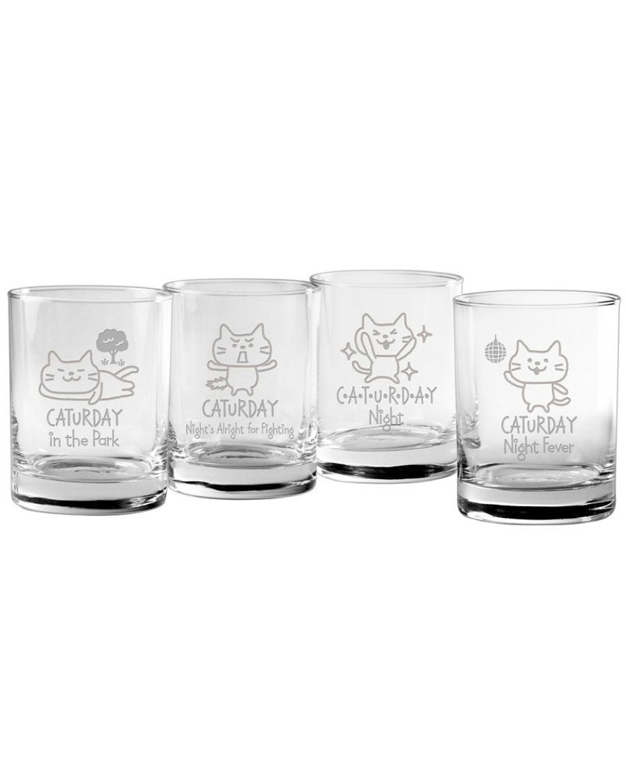 Dinnerware Susquehanna Glass | Susquehanna Glass Set Of 4 Caturday Assortment Rocks Glasses Home Dinnerware