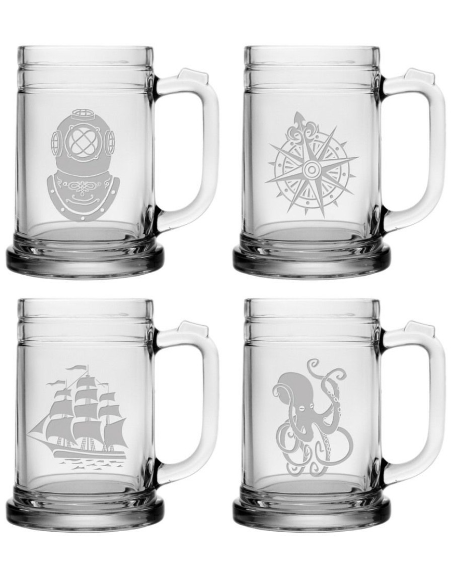 Games & Giftables Susquehanna Glass | Susquehanna Glass Set Of 4 Voyager Assortment Tankard Mugs Home Bar Carts & Accessories