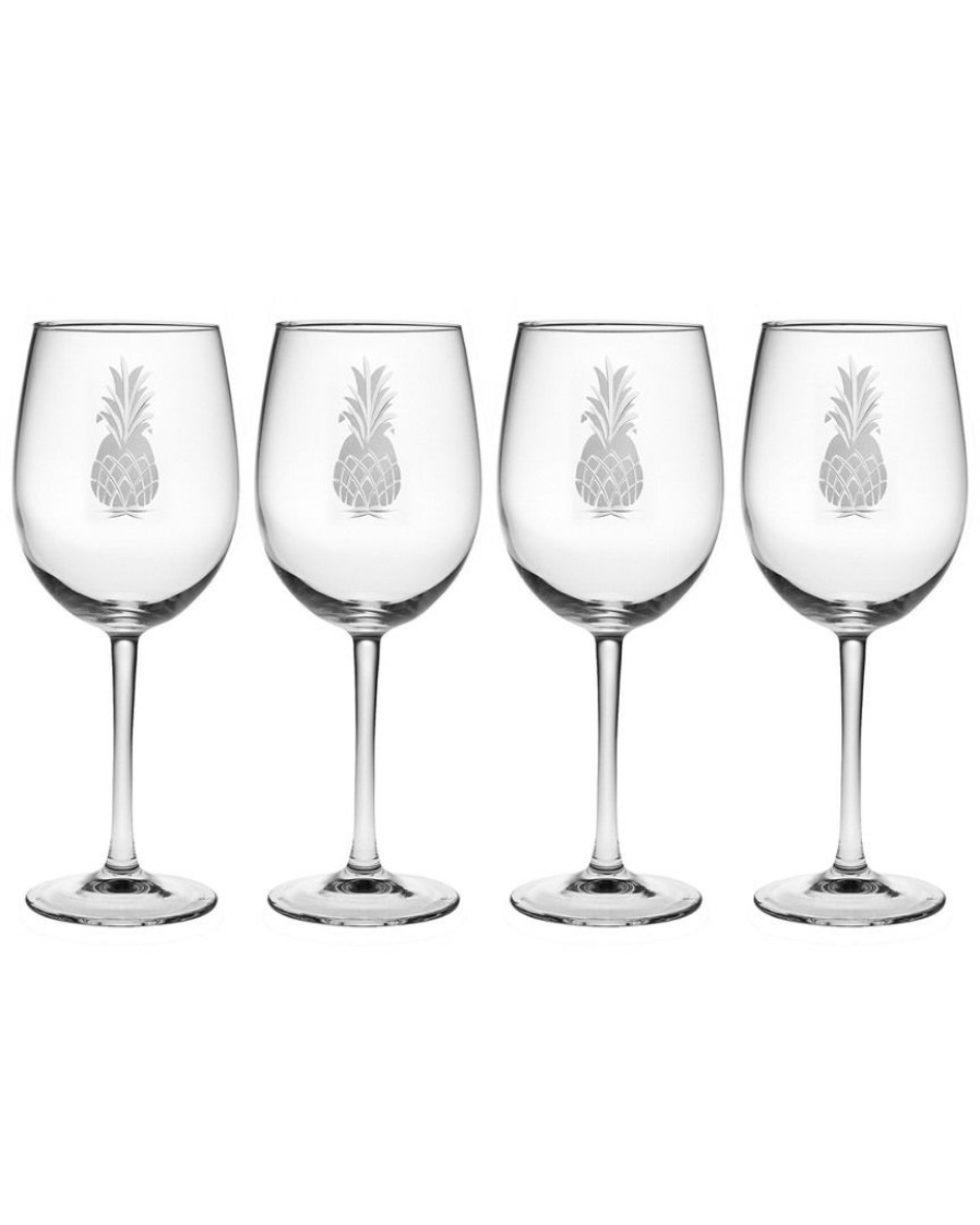 Games & Giftables Susquehanna Glass | Susquehanna Glass Set Of 4 Pineapple Handcut Wine Glasses Home Bar Carts & Accessories