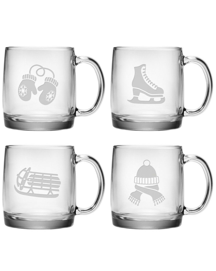 Games & Giftables Susquehanna Glass | Susquehanna Glass "Signs Of Winter" Set Of 4 Nordic Mugs Home Bar Carts & Accessories