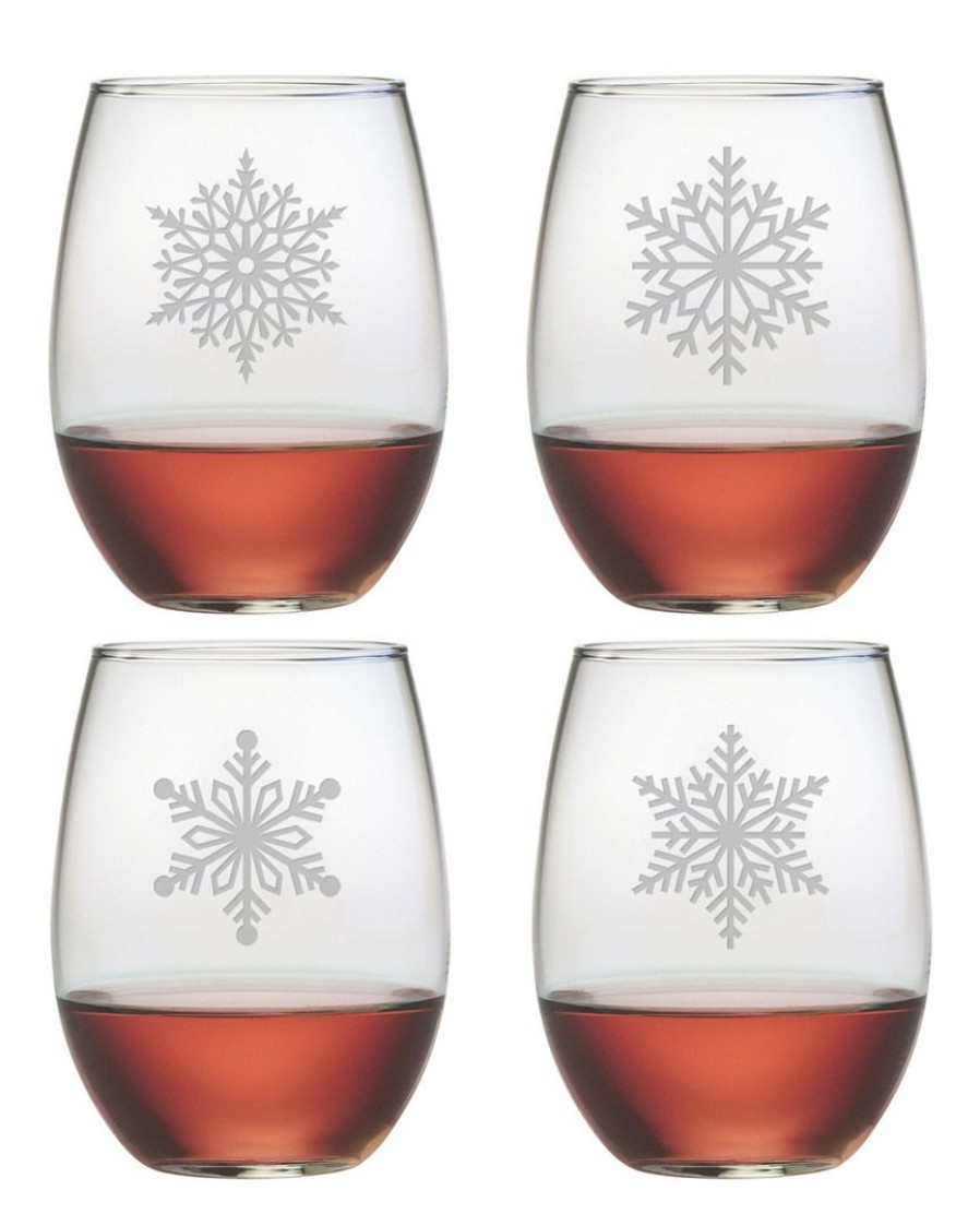 Drinkware Susquehanna Glass | Susquehanna Glass Set Of Four Paper Snowflakes 21Oz Stemless Glasses Home Drinkware