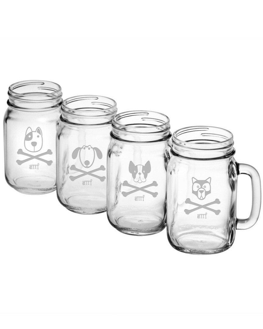 Pet Supplies Susquehanna Glass | Susquehanna Glass Arrrf Assortment Handled Drinking Jar Set Of 4 Home Pet Supplies