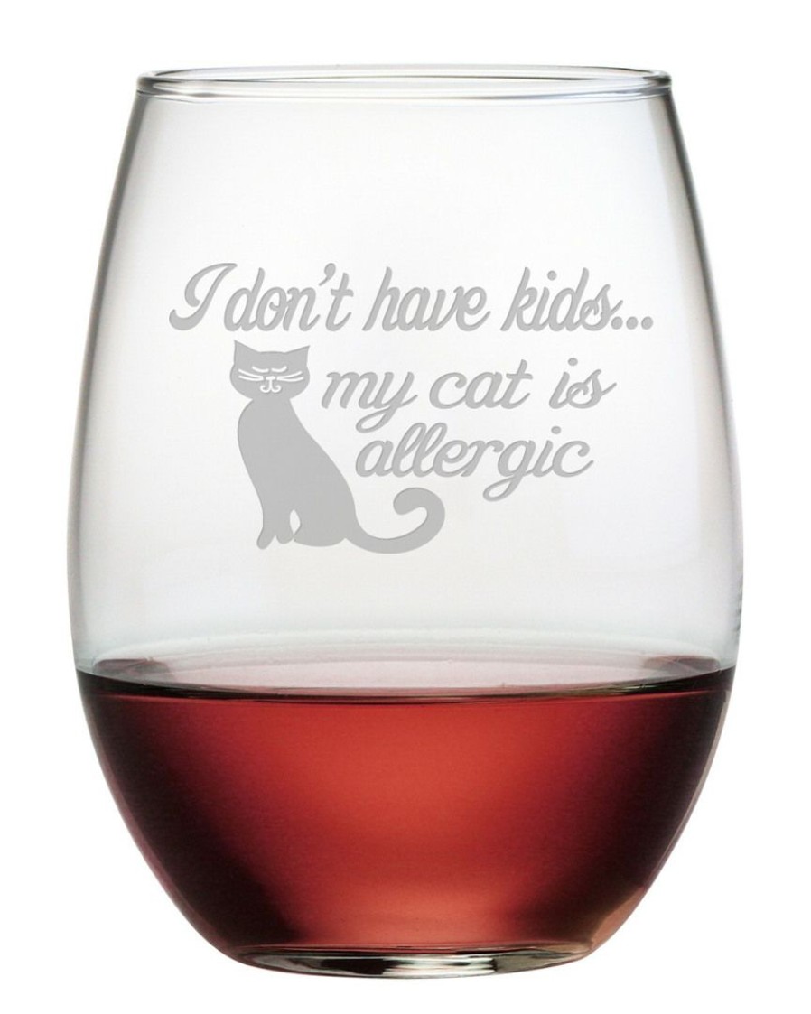 Pet Supplies Susquehanna Glass | Susquehanna Glass Set Of Four Cat Is Allergic Stemless Glasses Home Pet Supplies