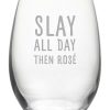 Games & Giftables Susquehanna Glass | Susquehanna Glass Slay All Day Stemless Wine & Gift Box Home Bar Carts & Accessories