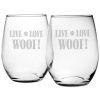 Games & Giftables Susquehanna Glass | Susquehanna Glass Susquehanna 21Oz Live Love Woof Stemless Wine Set Of 4 Home Bar Carts & Accessories