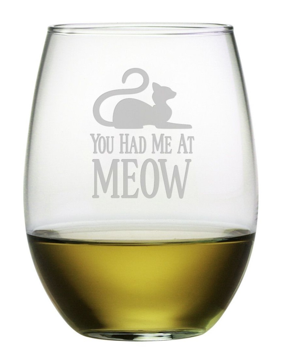 Pet Supplies Susquehanna Glass | Susquehanna Glass You Had Me At Meow Set Of Four 21Oz Stemless Tumblers Home Pet Supplies