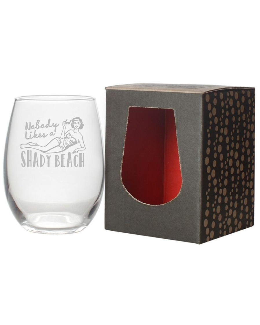 Games & Giftables Susquehanna Glass | Susquehanna Glass Shady Beach Stemless Wine & Gift Box Home Bar Carts & Accessories