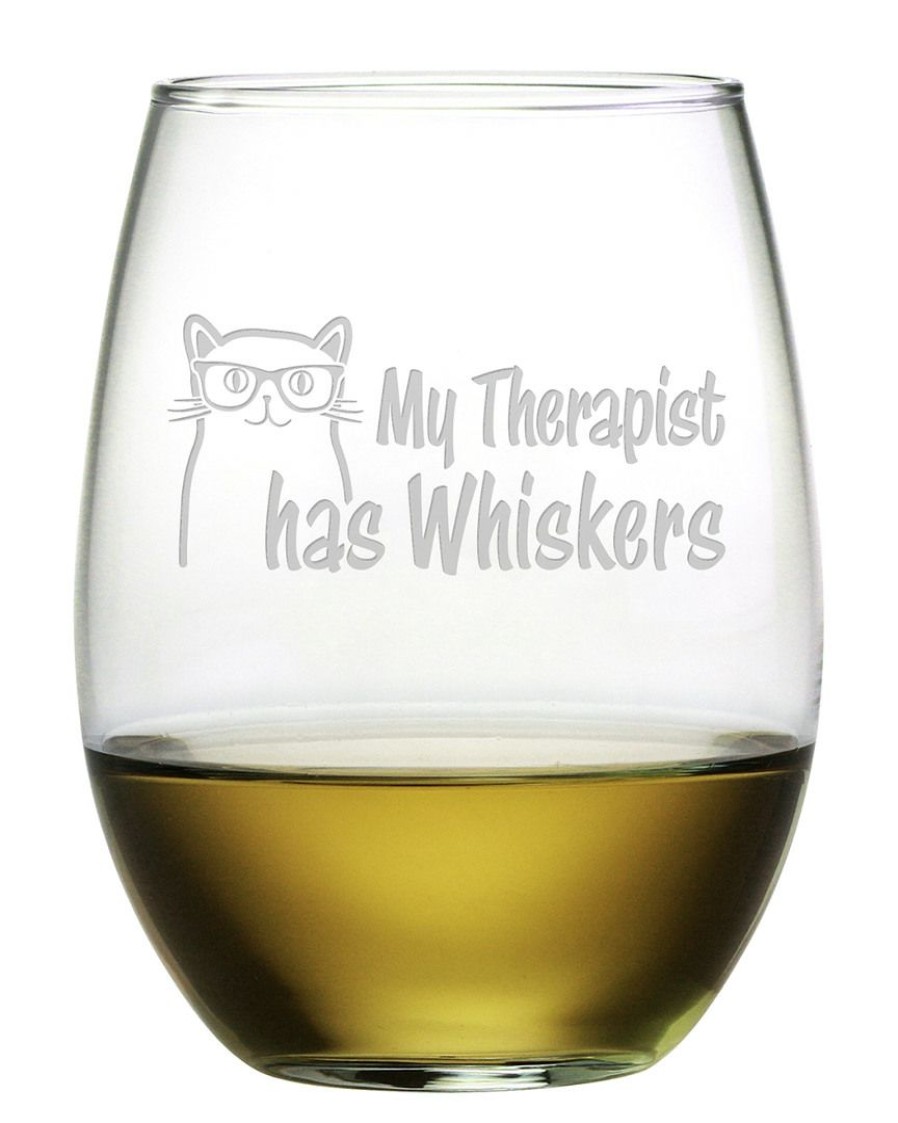 Games & Giftables Susquehanna Glass | Susquehanna Glass Set Of 4 Therapist Has Whiskers Stemless Wine Tumblers Home Bar Carts & Accessories