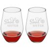 Games & Giftables Susquehanna Glass | Susquehanna Glass Set Of 2 Soul Sister Stemless Wine Glasses Home Bar Carts & Accessories