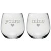 Games & Giftables Susquehanna Glass | Susquehanna Glass Set Of Two 16.75Oz Yours & Mine Stemless Wine Glasses Home Bar Carts & Accessories