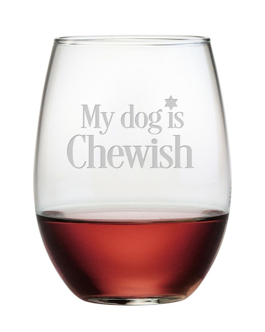 Drinkware Susquehanna Glass | Susquehanna Glass Set Of Four 21Oz My Dog Is Chewish Stemless Wine Glasses Home Drinkware