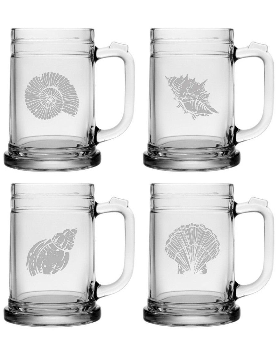 Games & Giftables Susquehanna Glass | Susquehanna Glass Set Of 4 Distressed Seashells Tankard Mugs Home Bar Carts & Accessories