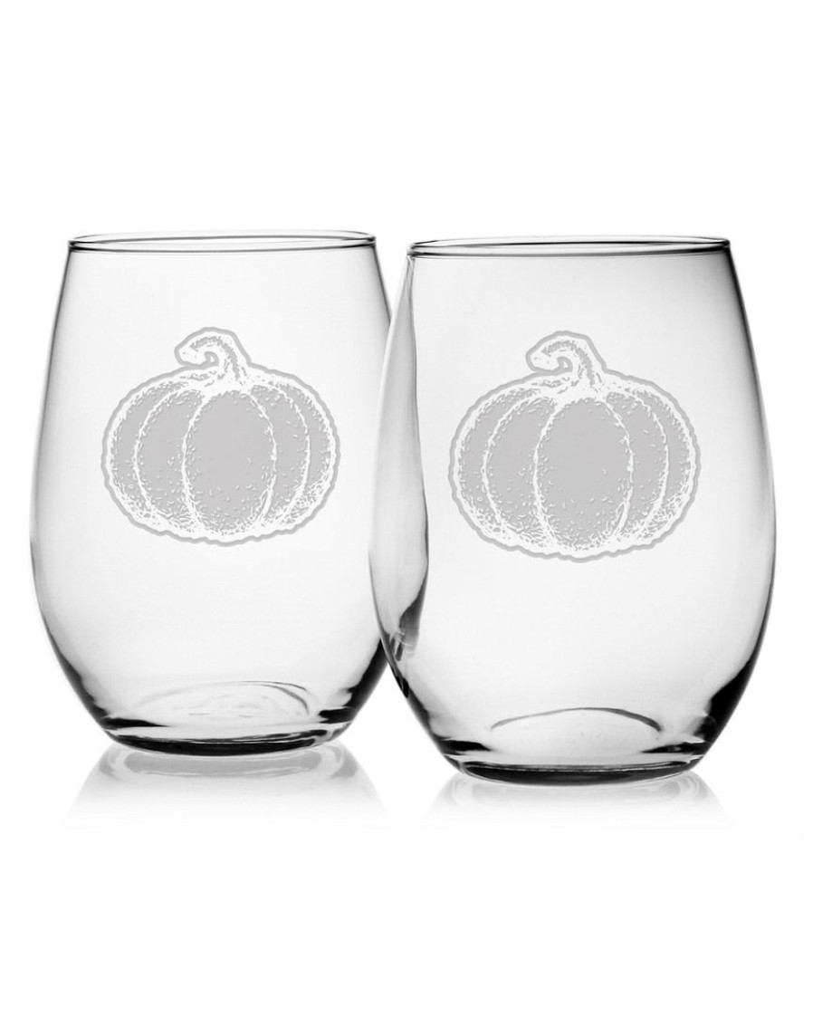 Drinkware Susquehanna Glass | Susquehanna Glass Set Of Four 21Oz "Pumpkin" Stemless Glasses Home Drinkware