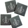 Games & Giftables Susquehanna Glass | Susquehanna Glass Set Of 4 Pineapple Wreath Square Slate Coasters Home Bar Carts & Accessories